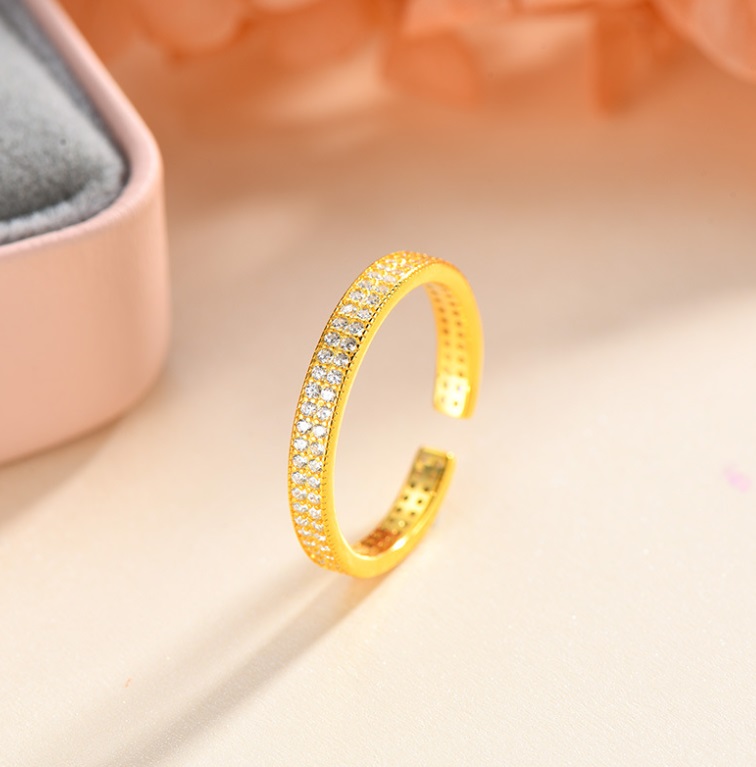 925 Sterling Silver Micro Pave CZ Adjustable Band Ring